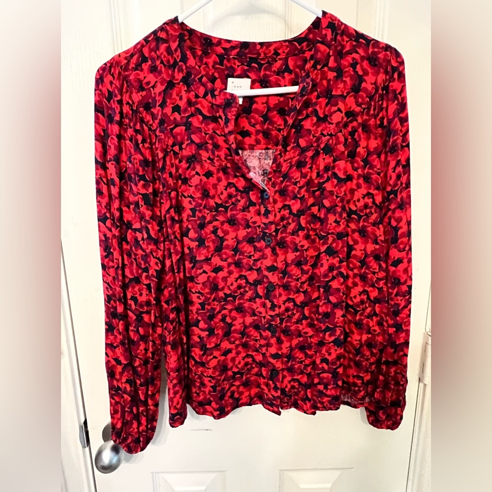 🌹 A New Day Red Floral Button-Front Top | Size S